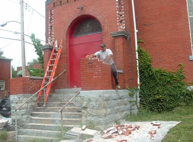 The entrance in progress