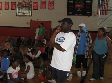 Pastor Leonard sharing the Word